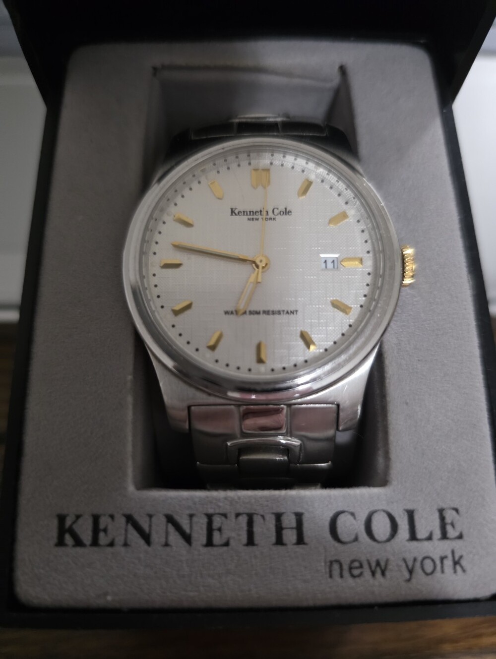 Kenneth Cole Men’s Silver Stainless Steel Watch with White Dial
